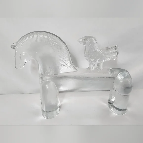 Kosta Boda Noah Series Horse and Bird Glass Figure Bertil Vallien Sweden MCM - Picture 1 of 8